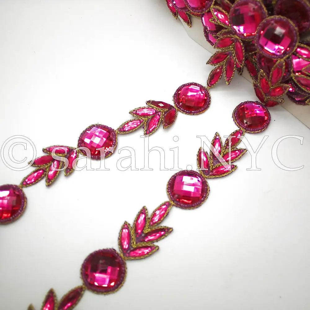 HOT PINK FLORAL RHINESTONE TRIM - sarahi.NYC - Sarahi.NYC