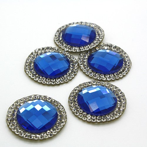 PACK OF 5 BLUE CIRCLE RHINESTONE MOTIFS - sarahi.NYC
