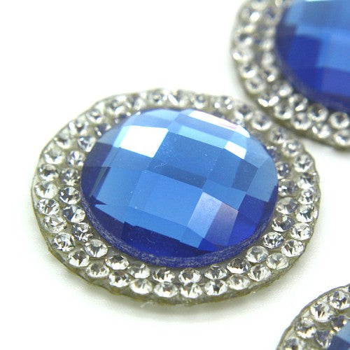 PACK OF 5 BLUE CIRCLE RHINESTONE MOTIFS - sarahi.NYC