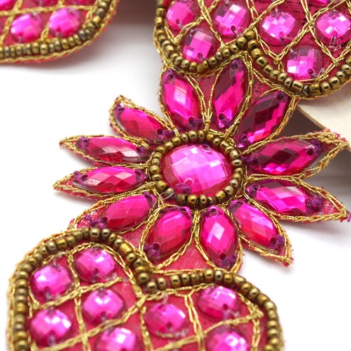 HOT PINK BEADED RHINESTONE BEADED RHINESTONE TRIM - sarahi.NYC