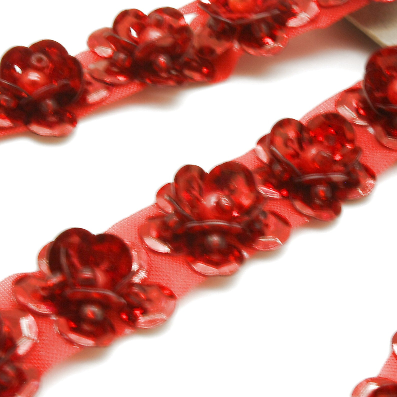 RED SEQUIN FLOWER TRIM - sarahi.NYC