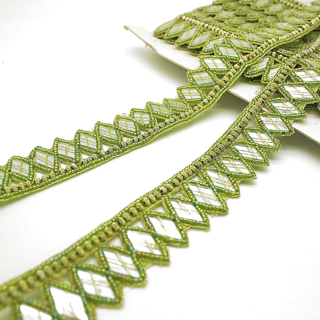 GREEN MIRROR BEADED TRIM - sarahi.NYC