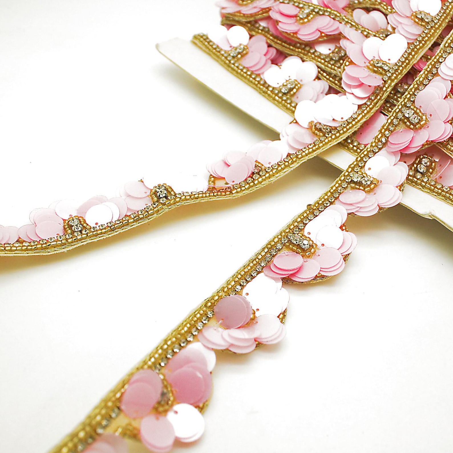LIGHT PINK SEQUIN FLOWER TRIM - sarahi.NYC