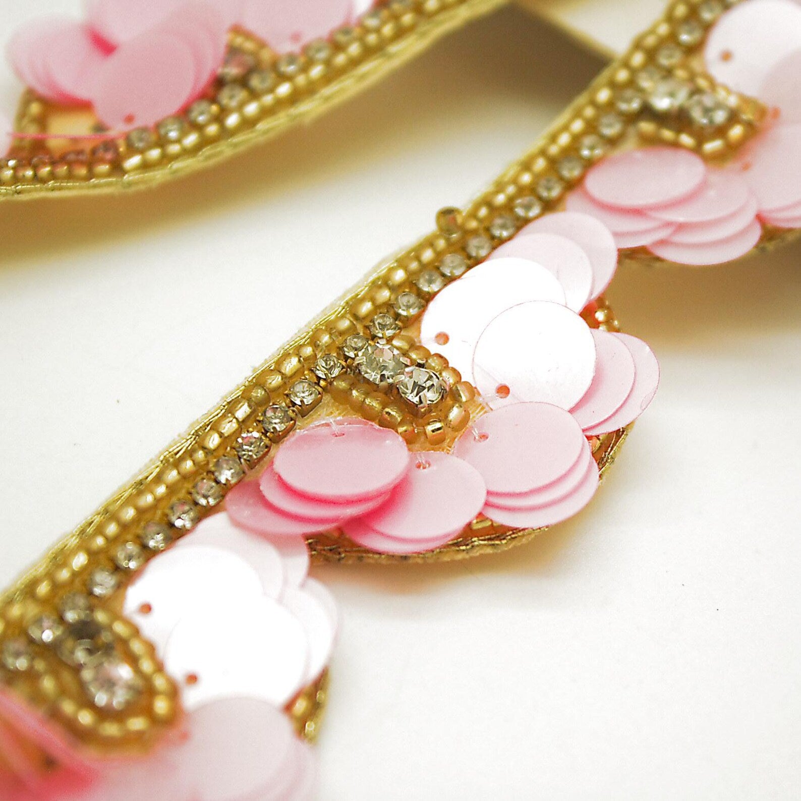 LIGHT PINK SEQUIN FLOWER TRIM - sarahi.NYC