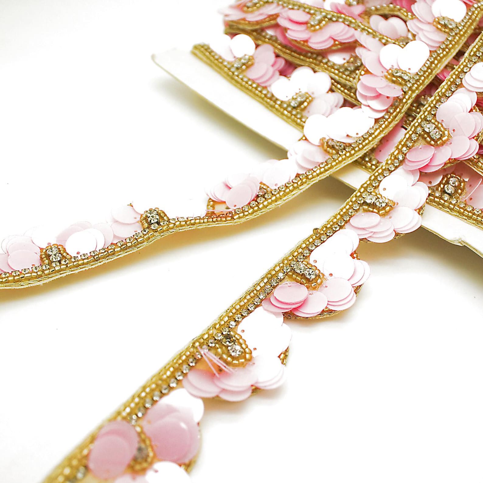 LIGHT PINK SEQUIN FLOWER TRIM - sarahi.NYC