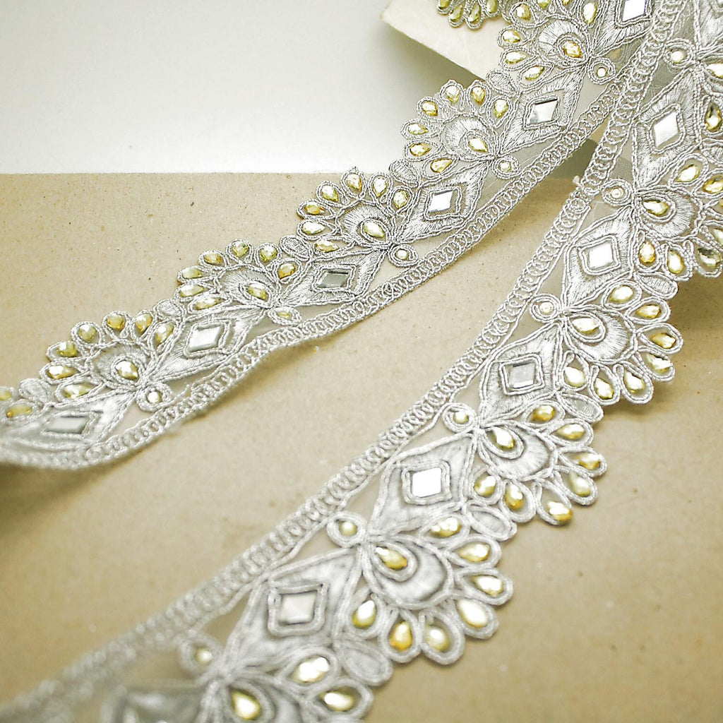 SILVER RHINESTONE MIRROR RHINESTONE TRIM - sarahi.NYC