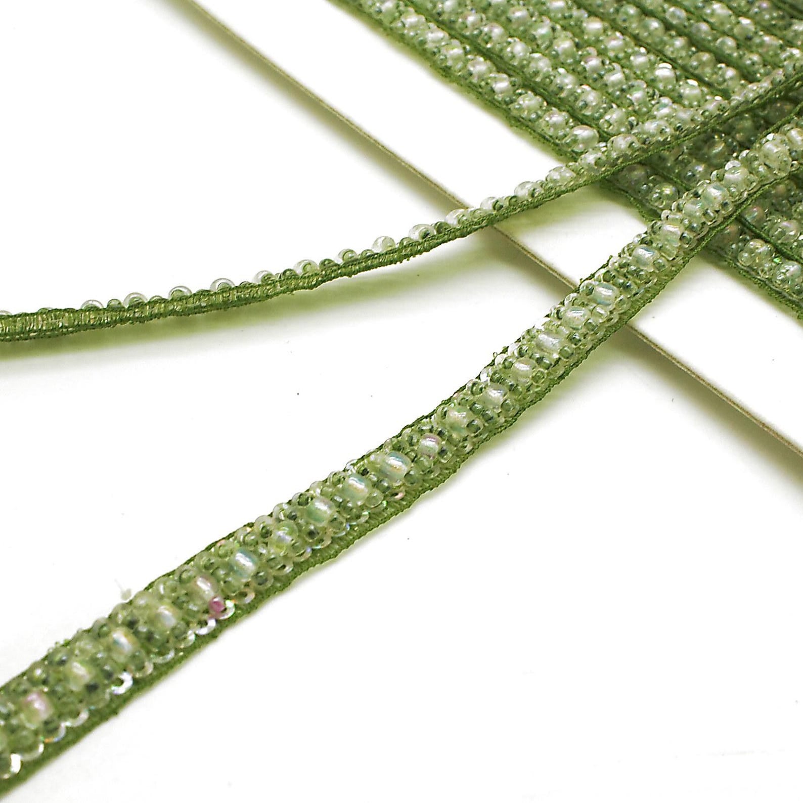 GREEN BEADED TRIM