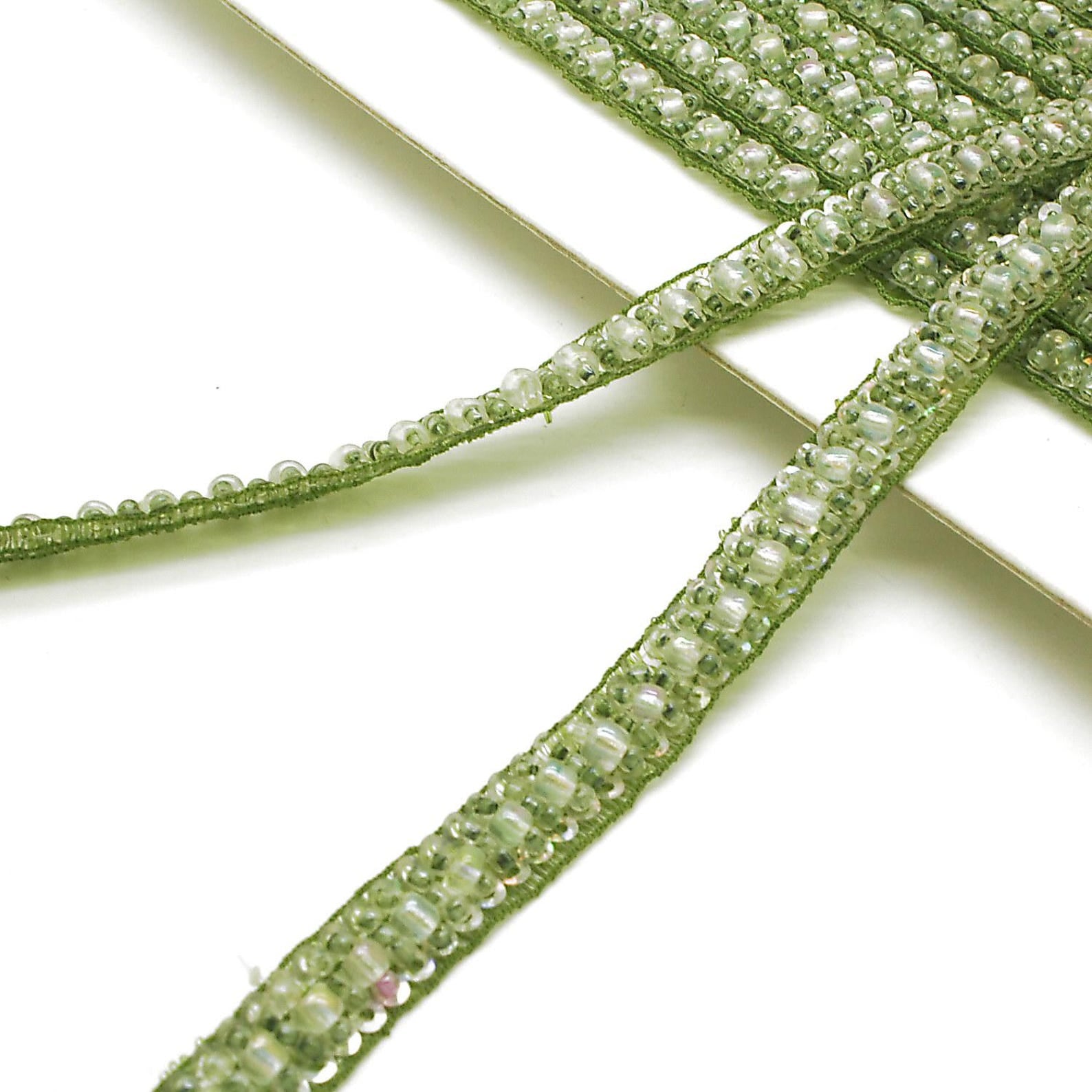 GREEN BEADED TRIM