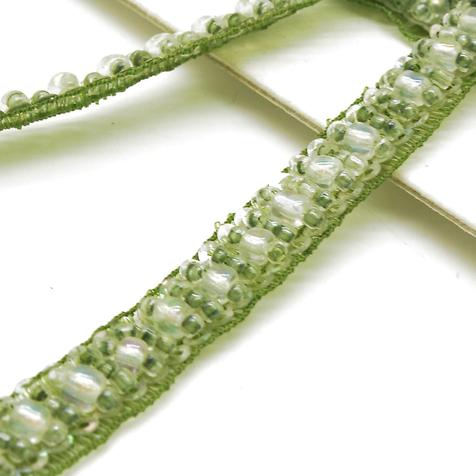 GREEN BEADED TRIM