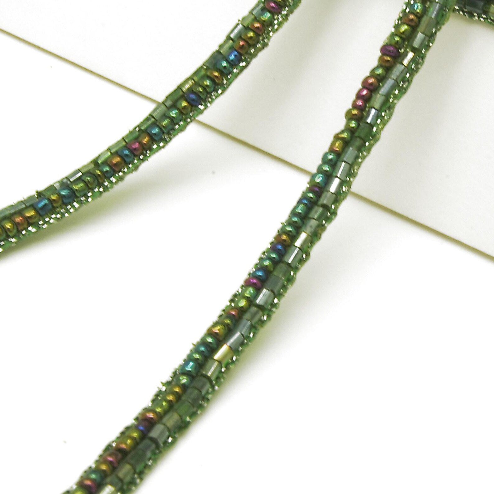 GREEN BEADED TRIM