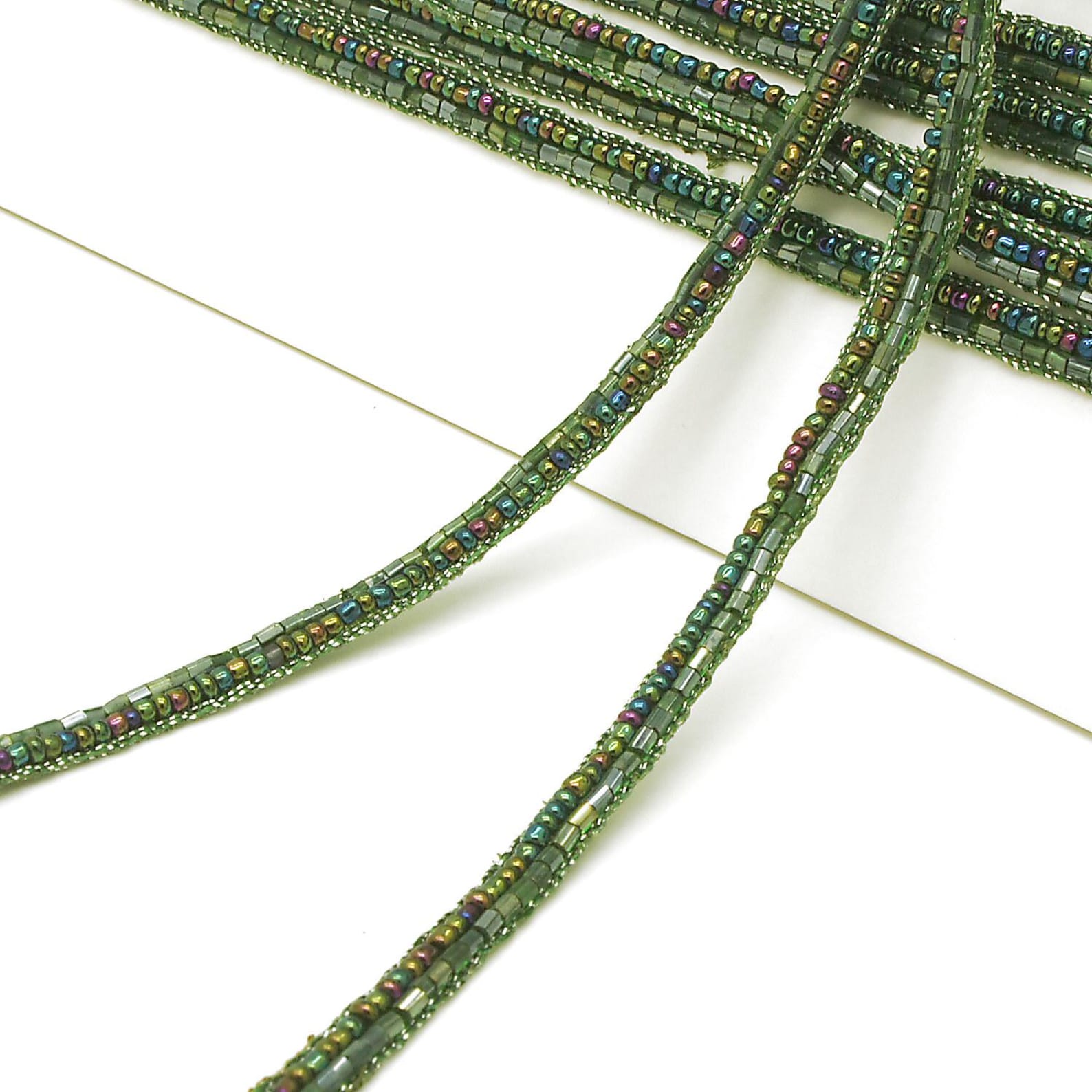 GREEN BEADED TRIM