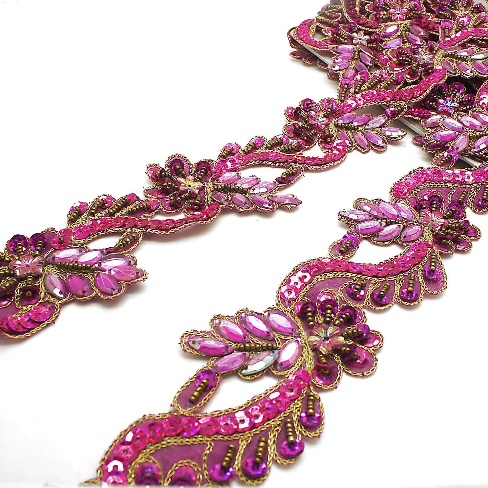 PINK CERISE FLOWER RHINESTONE TRIM - sarahi.NYC