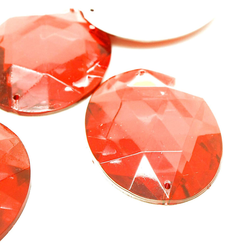 40 mm LARGE OVAL RED RHINESTONE x 5 pieces - sarahi.NYC