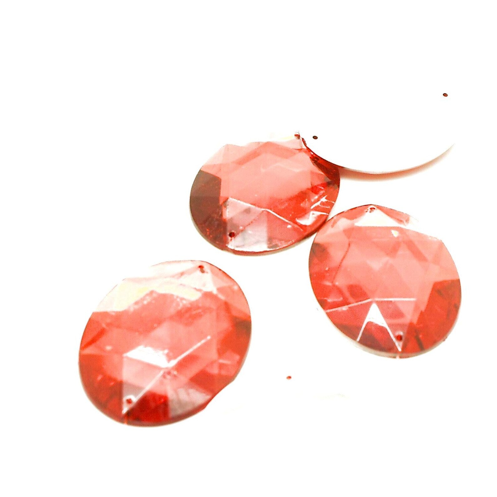 40 mm LARGE OVAL RED RHINESTONE x 5 pieces - sarahi.NYC