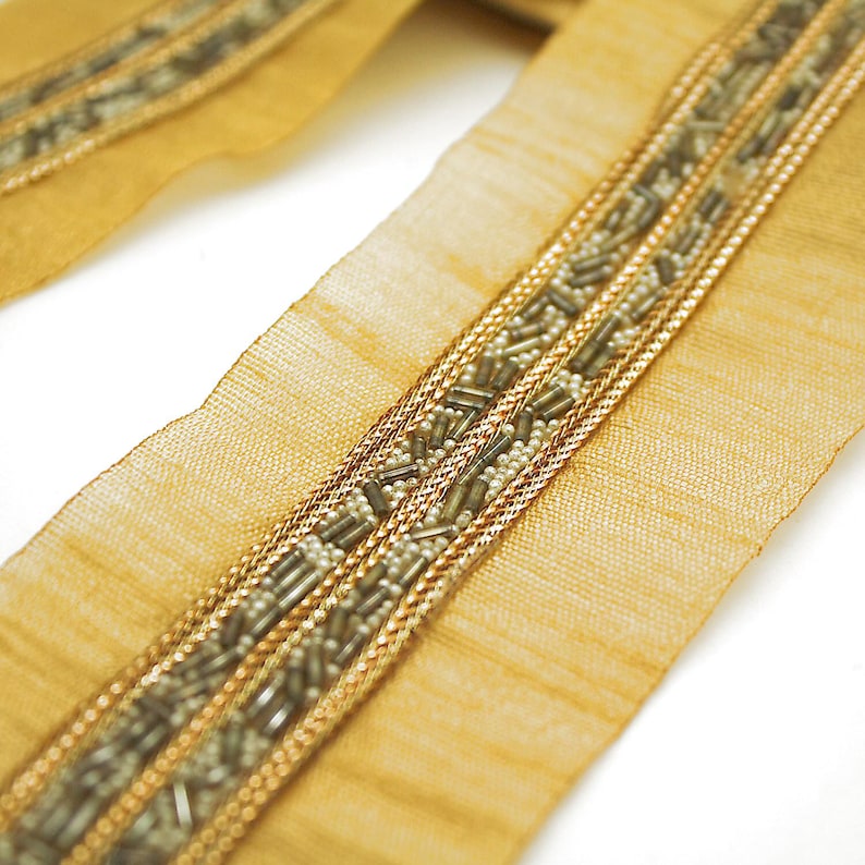 GRAY GOLD BEADED TRIM - sarahi.NYC