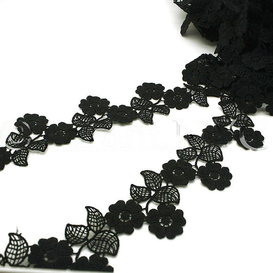 BLACK FLORAL LACE  TRIM - sarahi.NYC