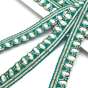 GREEN IRIDESCENT RHINESTONE TRIM - sarahi.NYC