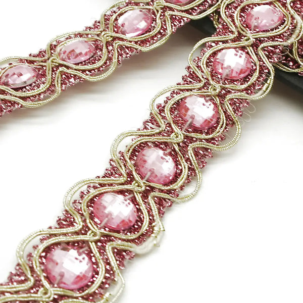 Light Pink Circle Rhinestone Trim - Sarahi.nyc Trims