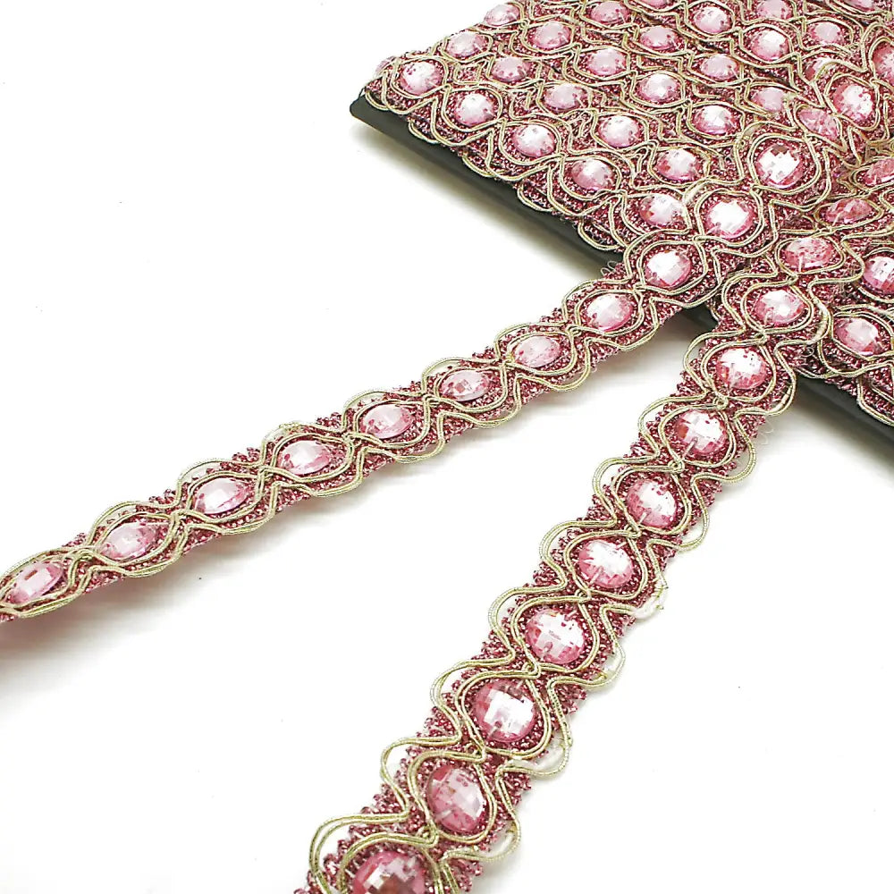 Light Pink Circle Rhinestone Trim - Sarahi.nyc Trims
