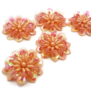CORAL PINK SEQUIN FLOWER PACK 5- sarahi.NYC