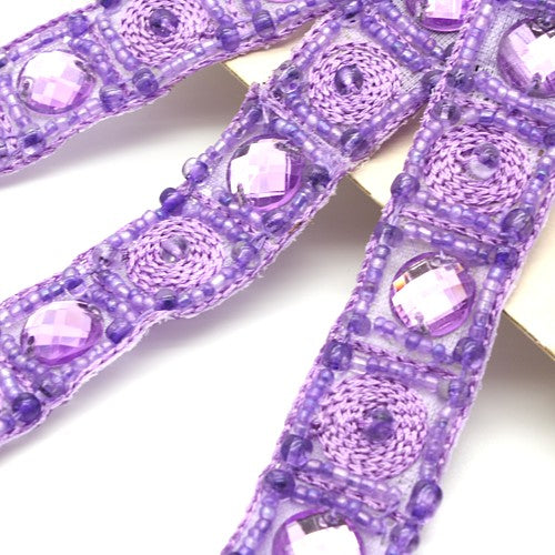 LILAC RHINESTONE AND BEADED TRIM - sarahi.NYC