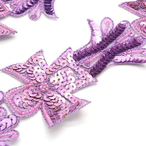 LILAC PINK SEQUIN BEADED FLORAL TRIM - sarahi.NYC