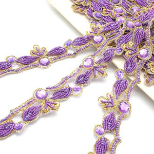 LILAC RHINESTONE BEADED SEQUIN TRIM - sarahi.NYC