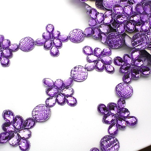 LILAC RHINESTONE BEADED RHINESTONE TRIM - sarahi.NYC