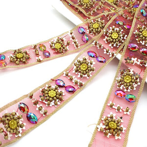 MAROON RHINESTONE BEADED TRIM - sarahi.NYC