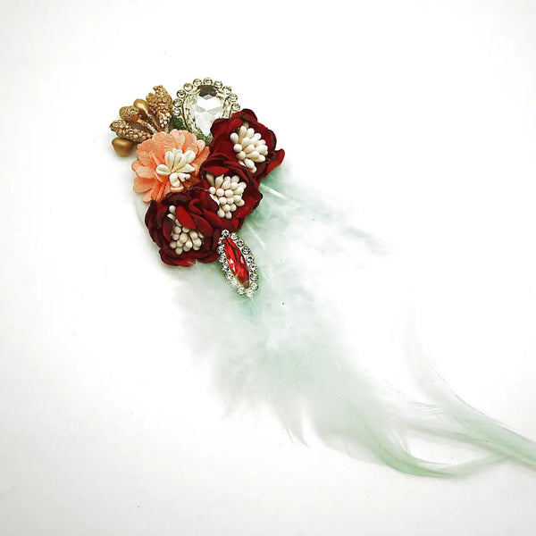 Mint Green Feather Stone Applique - Sarahi.nyc Appliques & Motifs