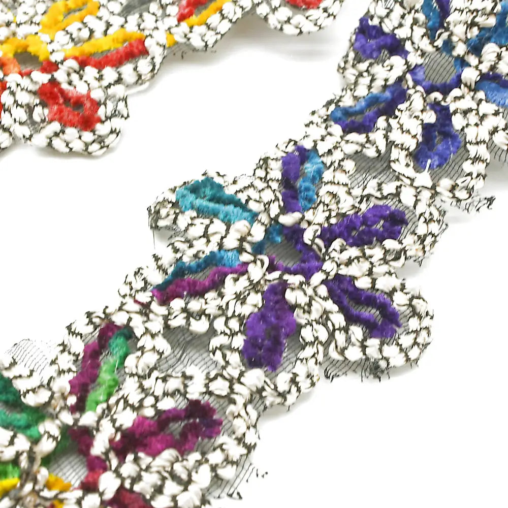 Multicolor Velor Flower Trim - Sarahi.nyc Fabric Trims