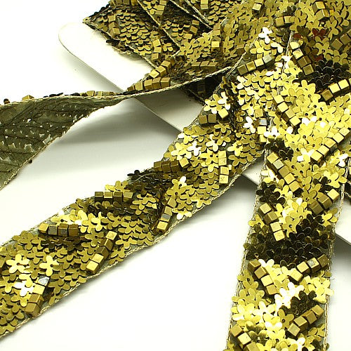 OLIVE GREEN SEQUIN BEADED TRIM - sarahi.NYC