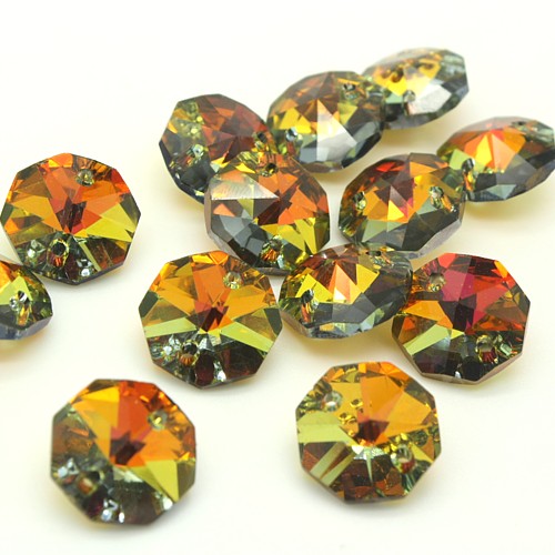 GREEN/ORANGE COATED SEW ON CRYSTALS 14mm - sarahi.NYC