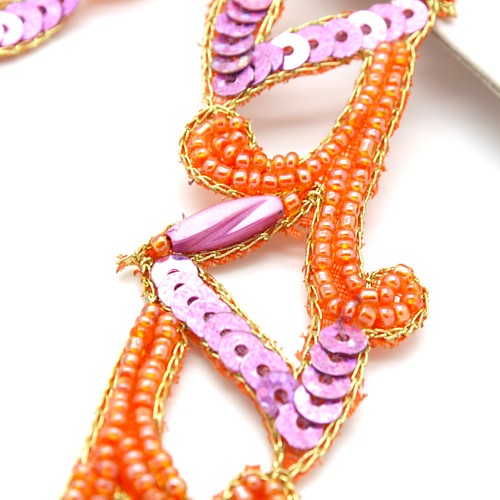 ORANGE LILAC SEQUIN BEADED TRIM - sarahi.co.uk