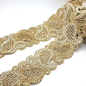 GOLD PEARL PAISLEY RHINESTONE TRIM  - sarahi.NYC
