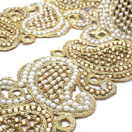 GOLD PEARL PAISLEY RHINESTONE TRIM  - sarahi.NYC