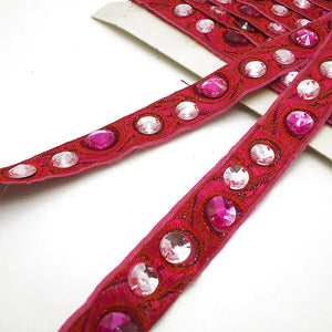 Pink Hotfix Rhinestone Ribbon Style Trim - Sarahi.nyc Trims