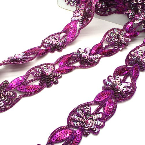 PINK CERISE SEQUIN FLORAL TRIM - sarahi.NYC