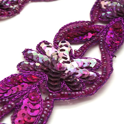 PINK CERISE SEQUIN FLORAL TRIM - sarahi.NYC
