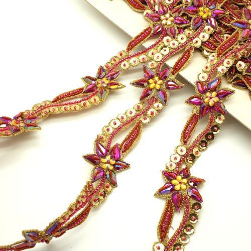 PINK GOLD  RHINESTONE SEQUIN BEADED TRIM - sarahi.NYC