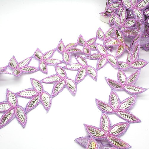 PINK LILAC SEQUIN LEAF TRIM - sarahi.NYC