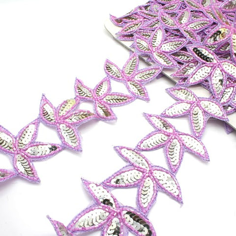 PINK LILAC SEQUIN LEAF TRIM - sarahi.NYC