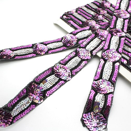 PINK SILVER SEQUIN  FLORAL TRIM - sarahi.NYC