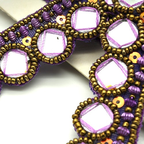 PURPLE MIRROR BEADED TRIM - sarahi.NYC