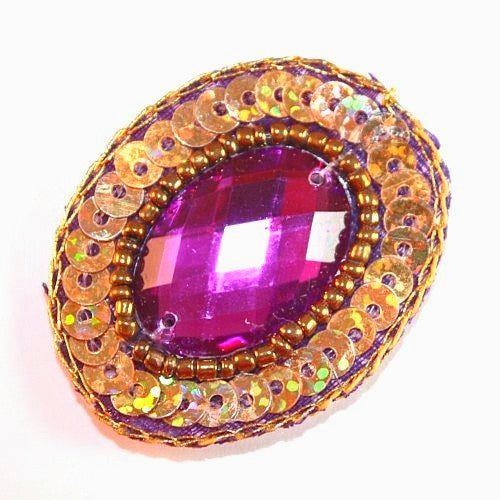PURPLE/GOLD  OVAL  MOTIF - sarahi.NYC