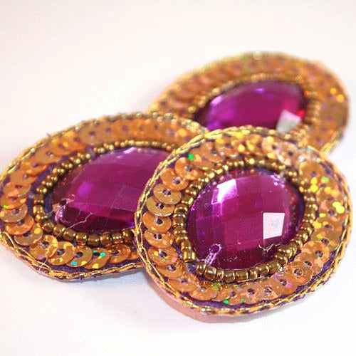 PURPLE/GOLD  OVAL  MOTIF - sarahi.NYC