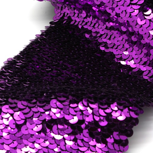 PURPLE SEQUIN EXTRA WIDE WOVEN STRETCH TRIM - sarahi.NYC