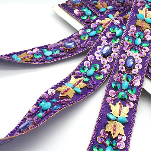 PURPLE BLUE  RHINESTONE SEQUIN TRIM - sarahi.NYC