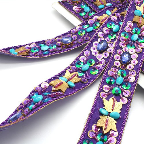 PURPLE BLUE  RHINESTONE SEQUIN TRIM - sarahi.NYC