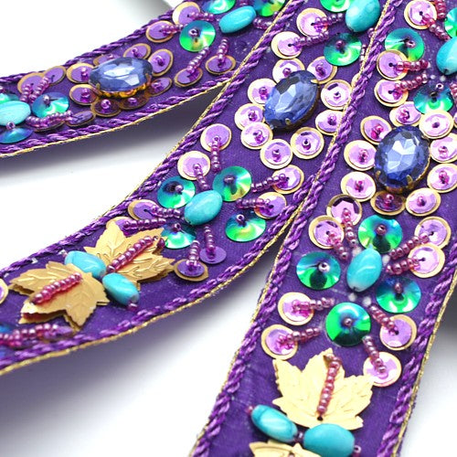 PURPLE BLUE  RHINESTONE SEQUIN TRIM - sarahi.NYC